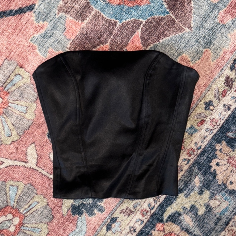 Wilfred Black Satin Strapless Bustier